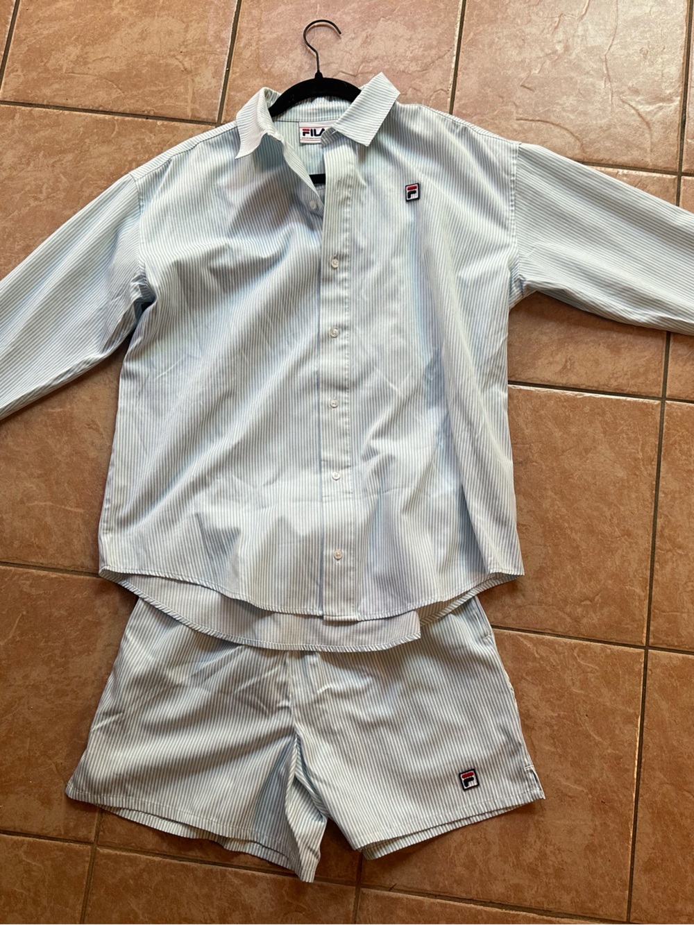Fila Blue and White Pinstripe Dress Shirt